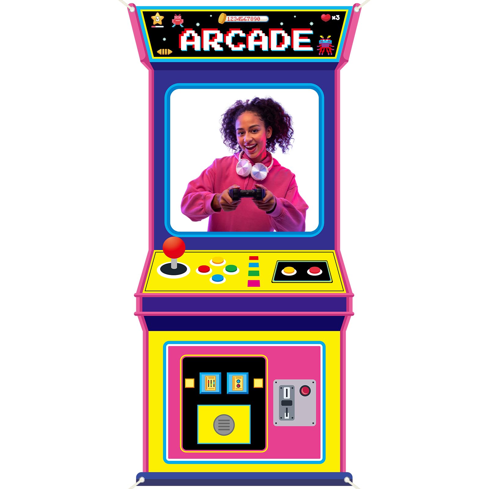 Retro Gaming Banner - Fundo Fotográfico de Tecido com Tema