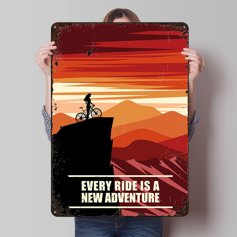 Retro Gaming At - Pôster Metálico de Aventura de Ciclismo