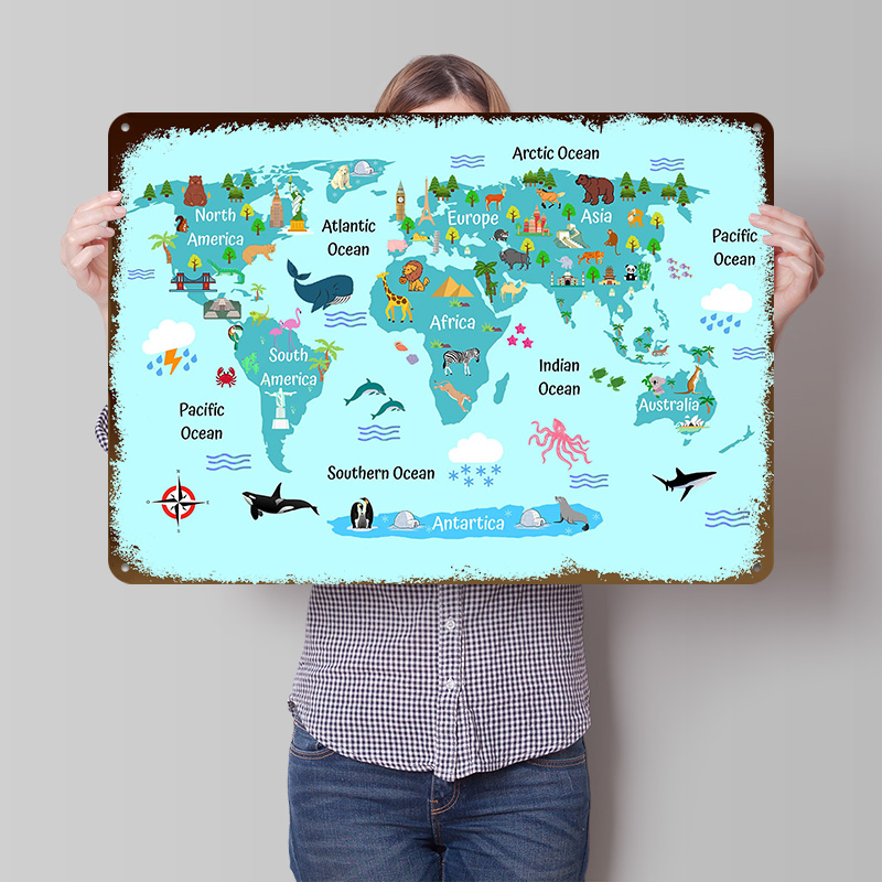 World Of Retro Gaming - Pôster de Mapa Mundial para Crianças,