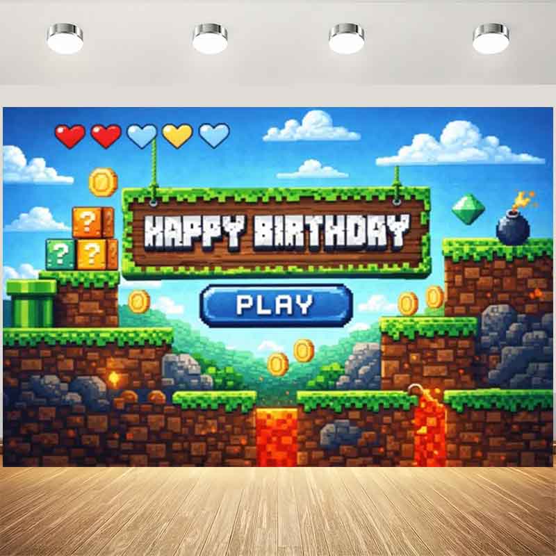 Fundo de Aniversário com Tema  - Retro Gaming Banner avaliação e preço