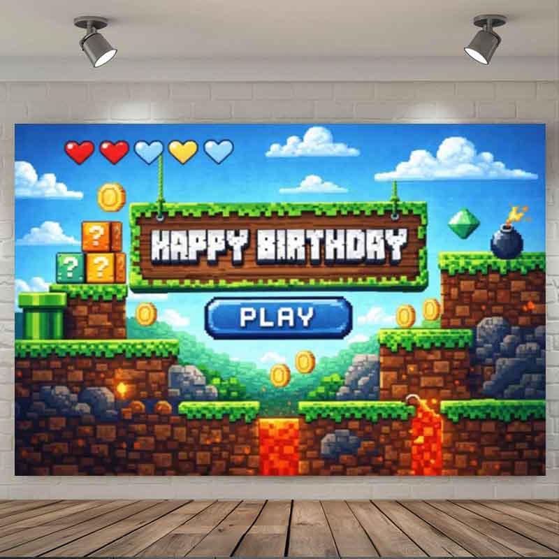 Fundo de Aniversário com Tema  - Retro Gaming Banner avaliação e preço