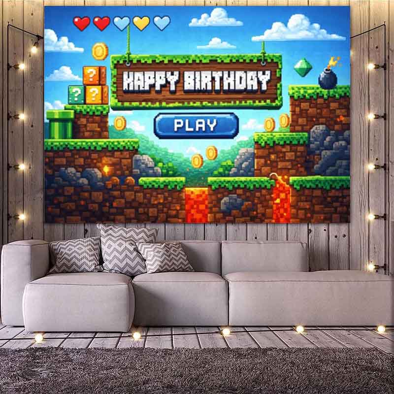 Fundo de Aniversário com Tema  - Retro Gaming Banner avaliação e preço