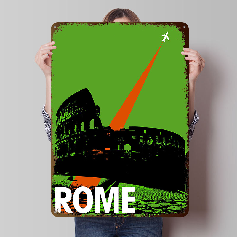 Roma viagem cartaz de metal pe - Retro Gaming At avaliação e preço