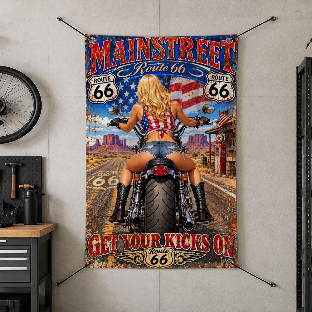Bandeiras vintage R-Route 66 p - Retro Gaming Banner avaliação e preço