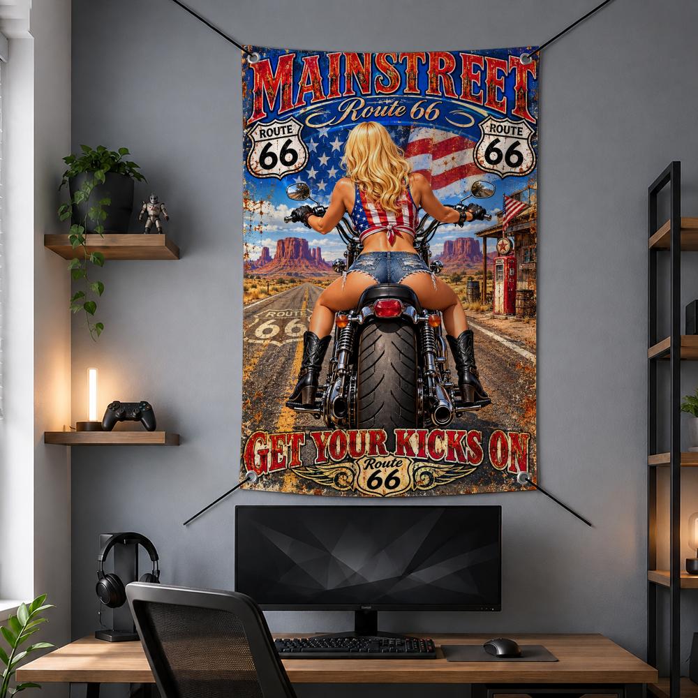 Bandeiras vintage R-Route 66 p - Retro Gaming Banner avaliação e preço